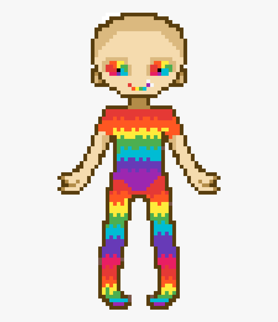 Rainbow Cancer Girl - Grid Minecraft Pixel Art, Transparent Clipart