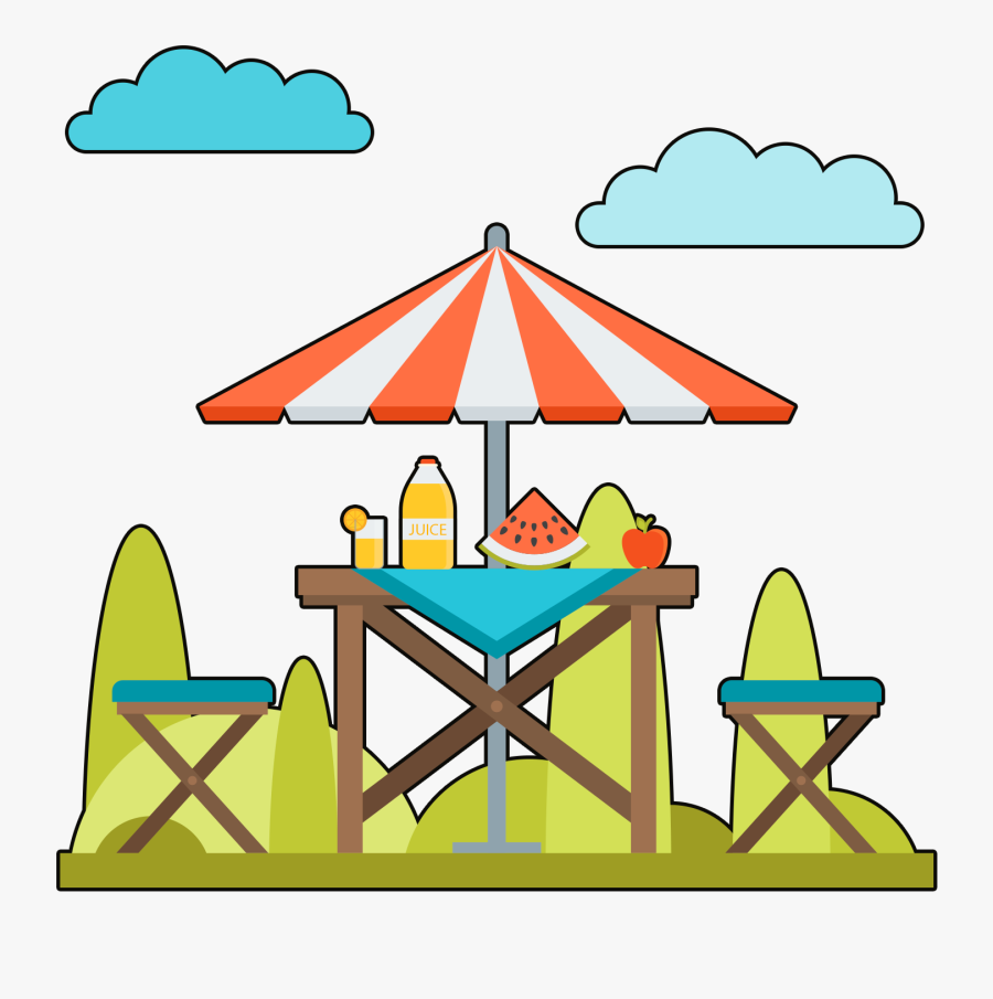 Outdoor Colored Hand Drawn Picnic Png And Psd - Portable Network Graphics, Transparent Clipart