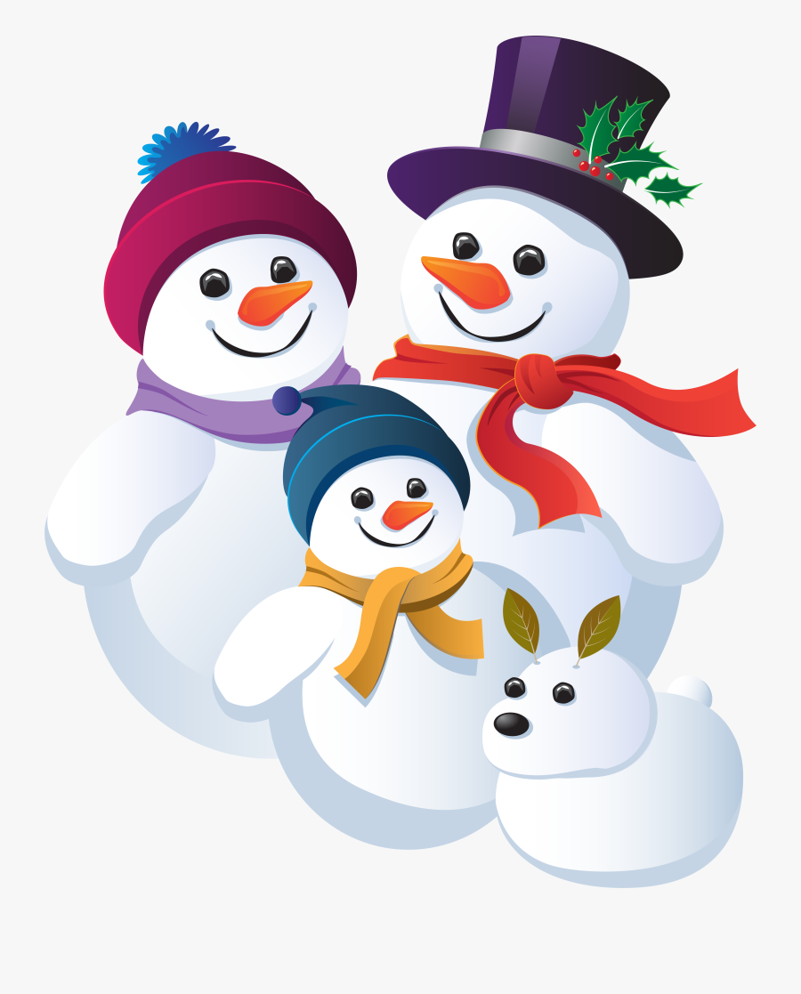 Tubes Noel / Bonhommes De Neiges - Family Of Snowman, Transparent Clipart