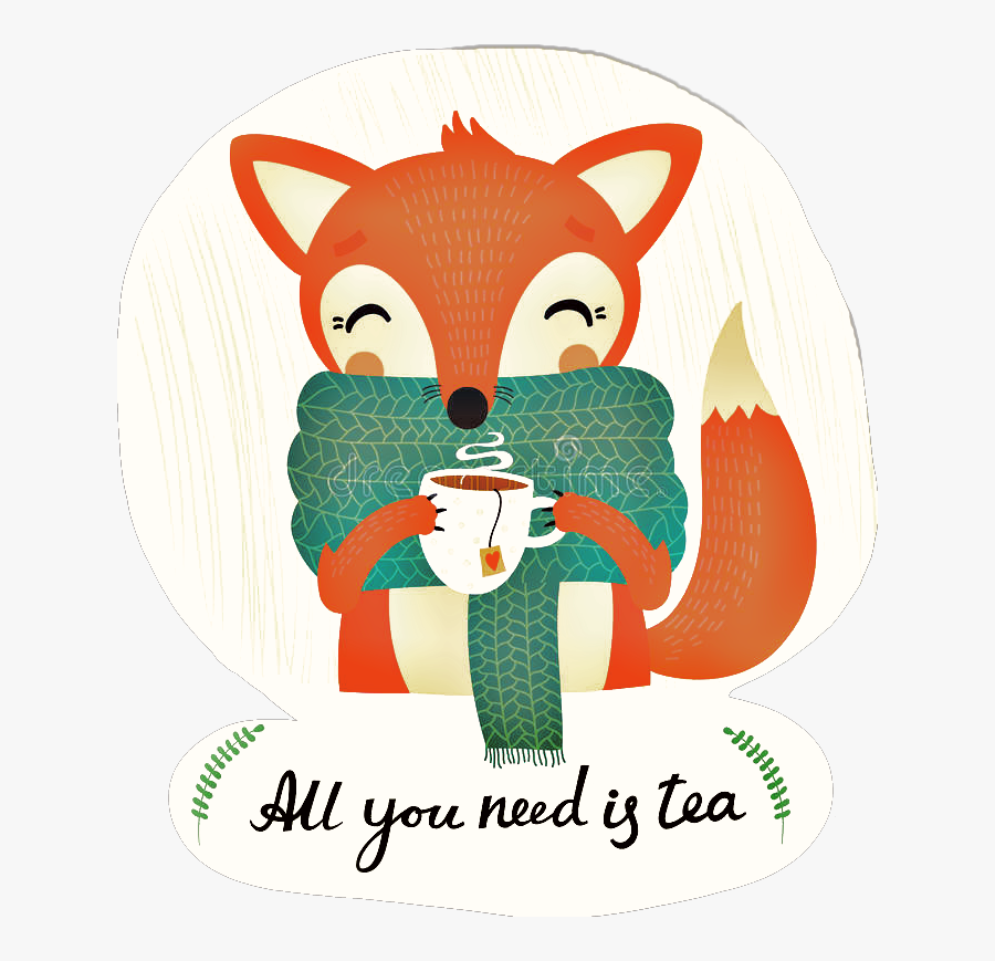 #fox #tea #autumn #fall #hugge #teatime - All You Need Is A Tea Fox, Transparent Clipart