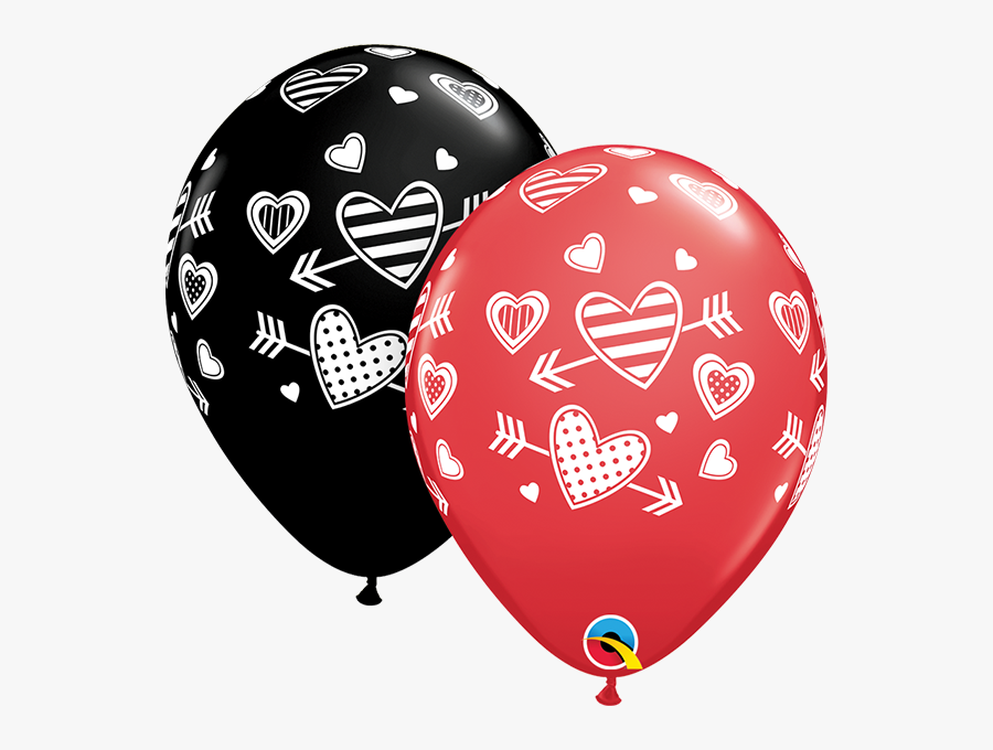 Cupids Mark Latex Balloons With Hearts And Arrows - بادکنک لاتکس طرح دار, Transparent Clipart