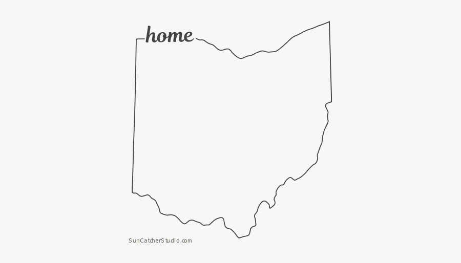 Free Ohio Outline With Home On Border, Cricut Or Silhouette - Line Art, Transparent Clipart