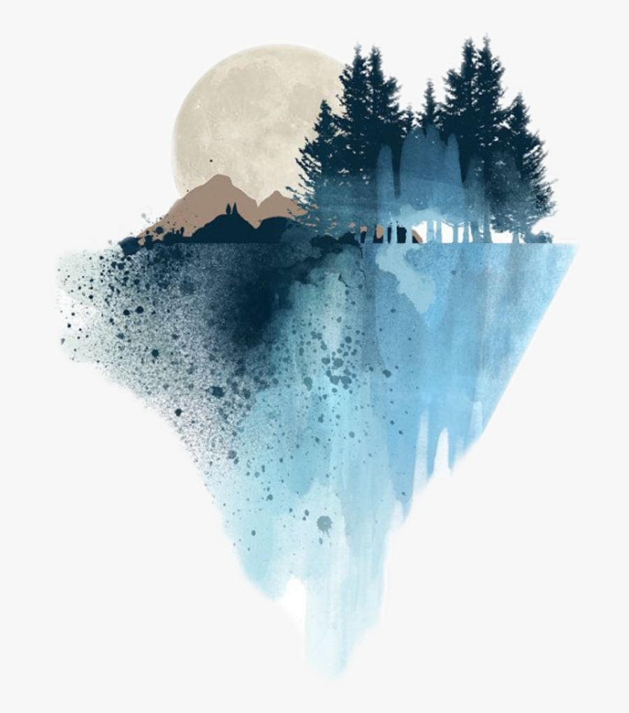 Transparent Mountain Scenery Clipart - Watercolor Artwork, Transparent Clipart