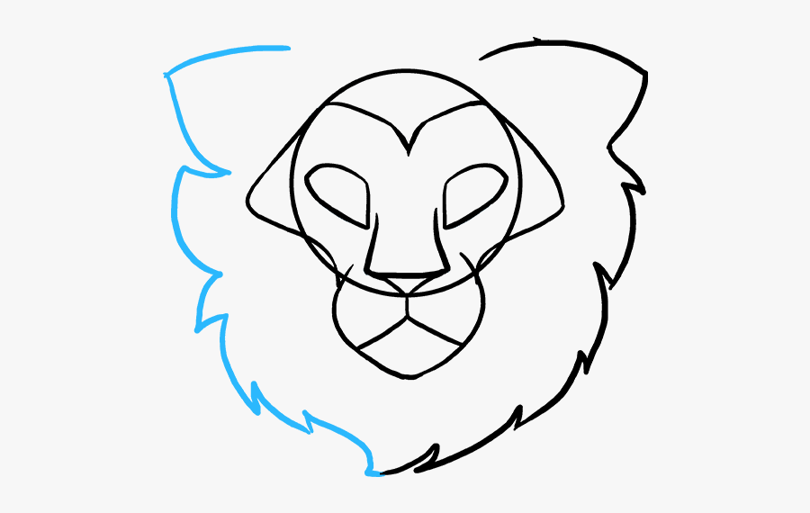 Clip Art Head Really Easy Drawing - Lion Face To Draw, Transparent Clipart