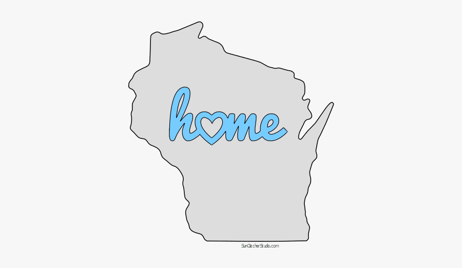 Wisconsin Home Heart Stencil Pattern Template Shape - Landscape Map Of Wisconsin, Transparent Clipart