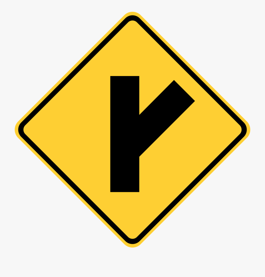 Acute Angle Road Sign, Transparent Clipart