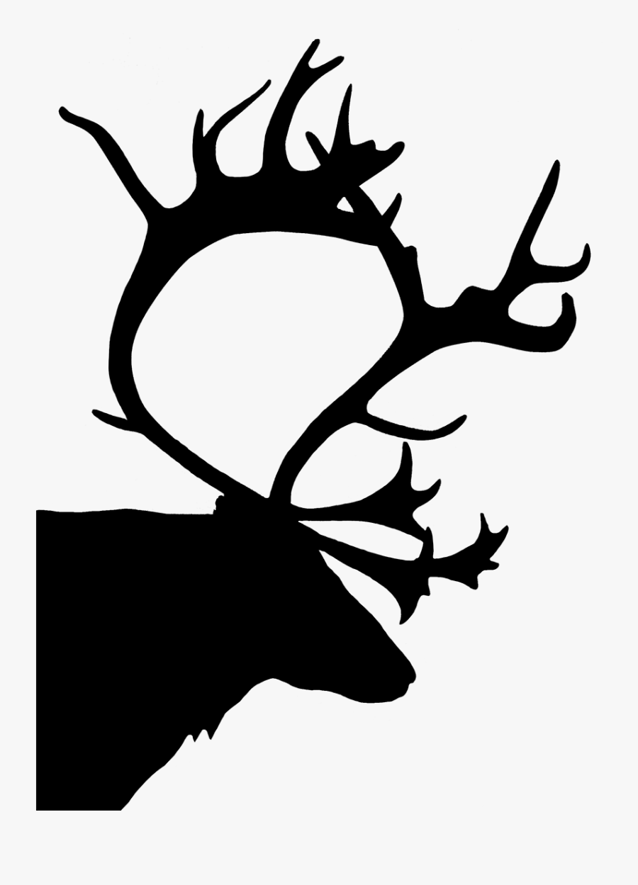 Reindeer Head Silhouette - Black And White Christmas Silhouettes, Transparent Clipart