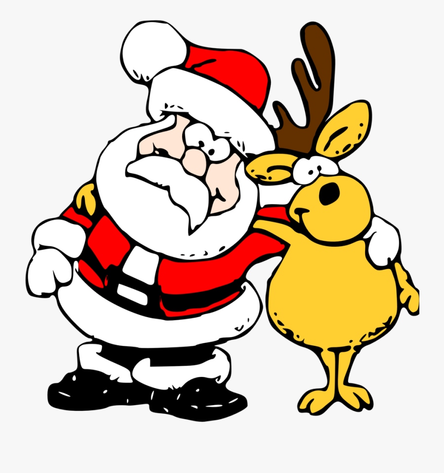 Santa And Reindeer Drawing Free Transparent Clipart