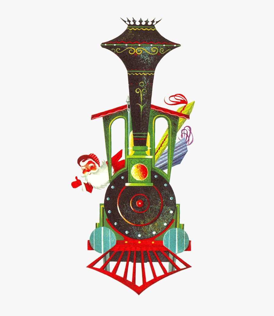 Vintage Graphic Of Christmas Train - Transparent Background Christmas Train, Transparent Clipart