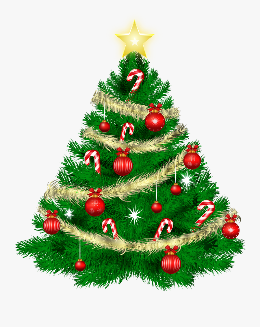 Christmas Tree With Christmas Ornaments And Star Png - Thank You For The Holiday Wishes, Transparent Clipart