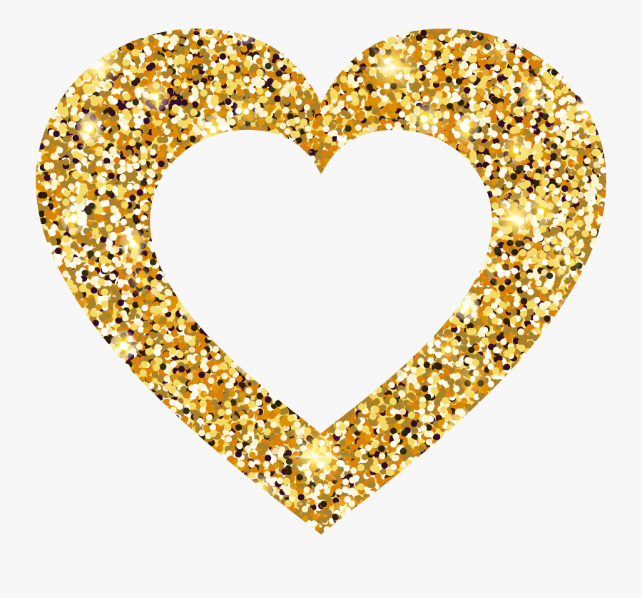 Gold Heart Icon Transparent Clipart , Png Download - Gold Glitter Heart Background, Transparent Clipart