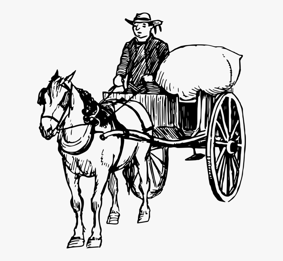 Clip Art Drawn Vehicle Carriage Buggy - Horse And Buggy Drawing, Transparent Clipart