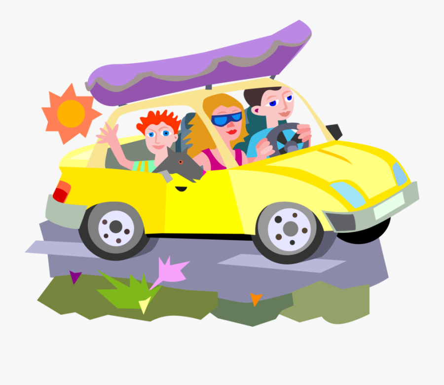 Clipart Summer Road Trip - Family In Car Clip Art, Transparent Clipart