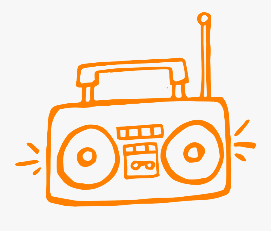 Radio Playing Antenna Audio Sound Music Equipment - Cartoon Boom Box Png, Transparent Clipart