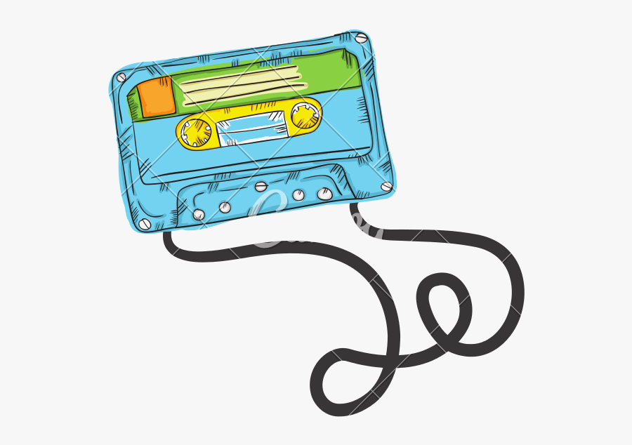 Retro Cassette Tape - Vintage Cassette Tape Drawing, Transparent Clipart
