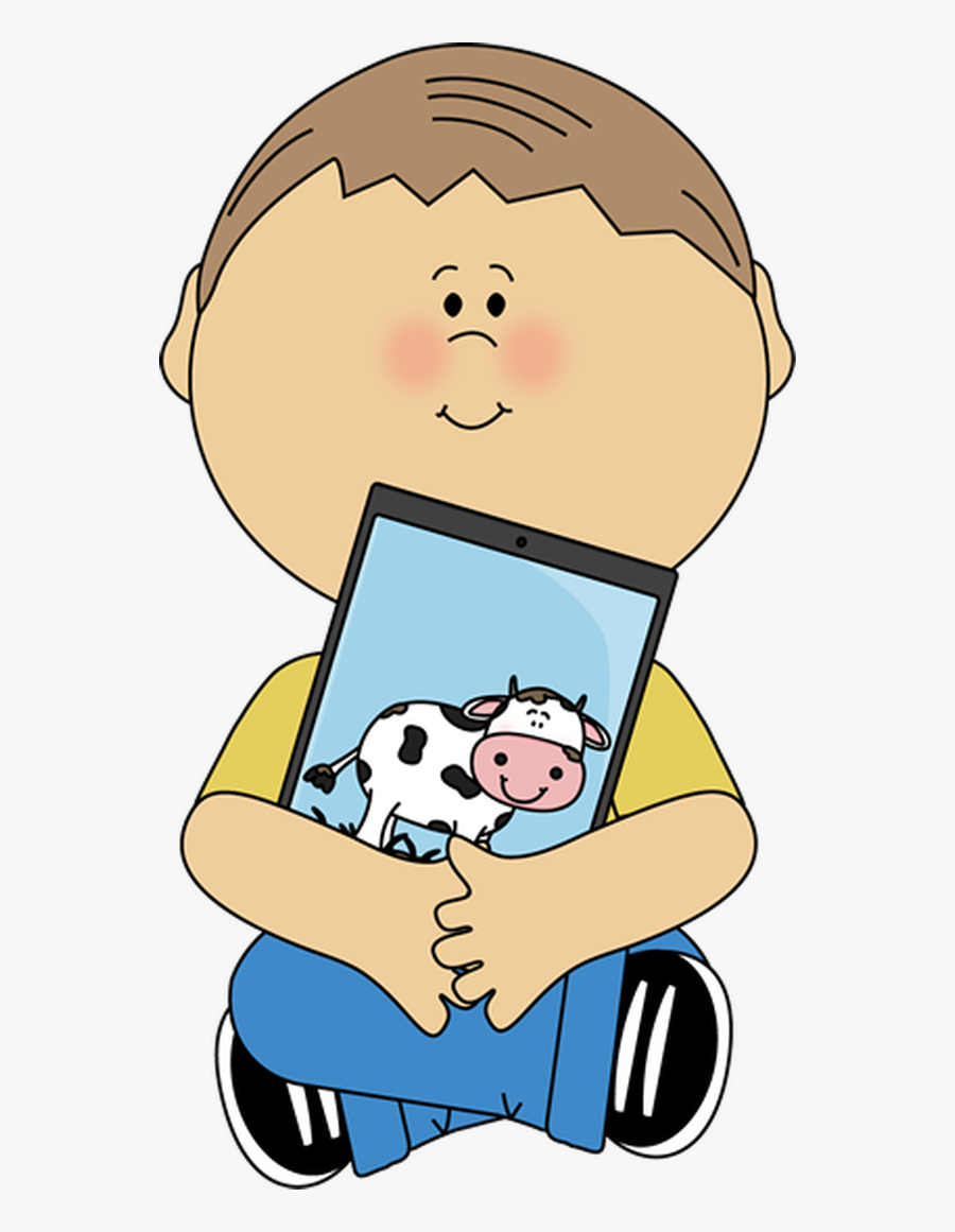 Kid Sitting With A Tablet - Boy On Ipad Clip Art , Free Transparent ...