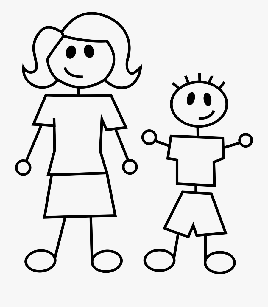 Clipart Children Stick Figure Stick Figures Clipart - Mother And Son Stick Figures, Transparent Clipart