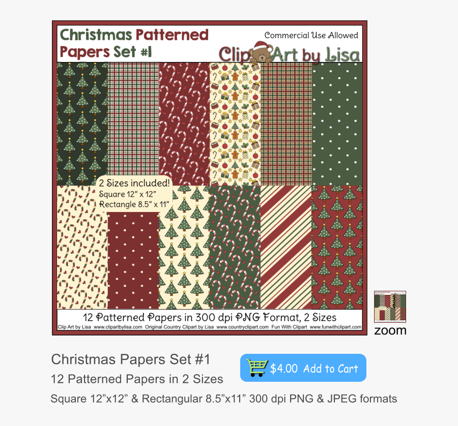 Christmas Printable Pattern Paper, Transparent Clipart