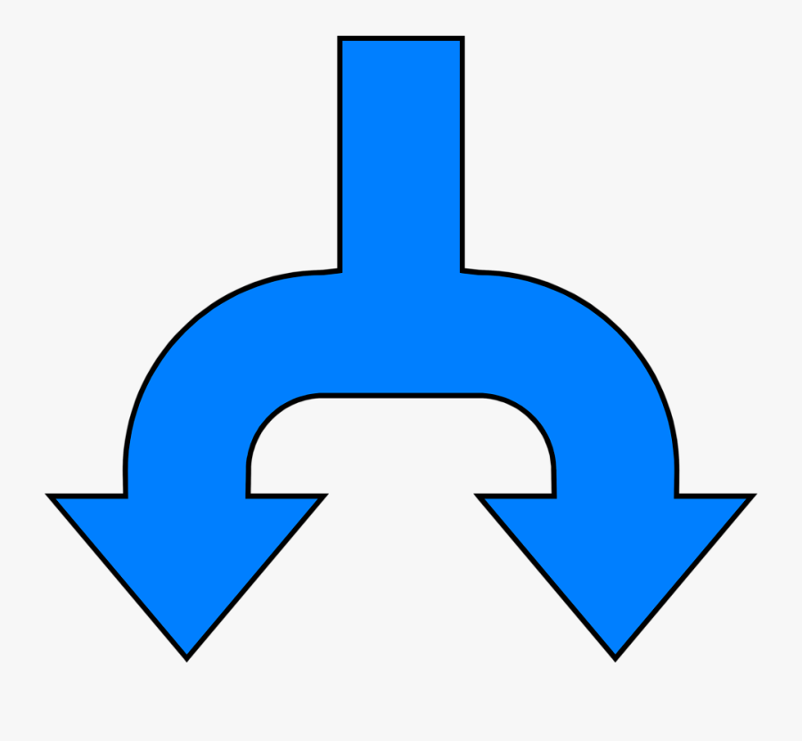 Arrows Blue - Split Down Arrow, Transparent Clipart