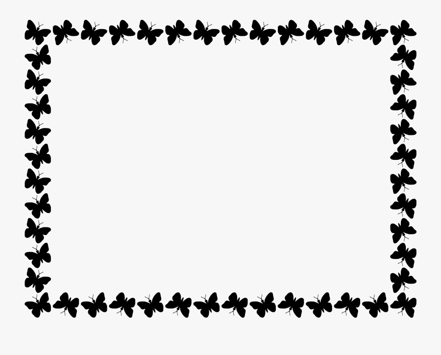 Butterfly Border Design Black Clipart , Png Download - Black And White Border Frame Clipart, Transparent Clipart