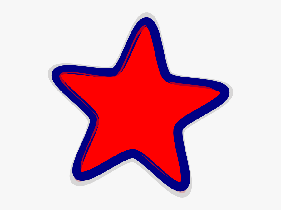 Red - Star - Clip - Art - Blue Star With Red Outline, Transparent Clipart