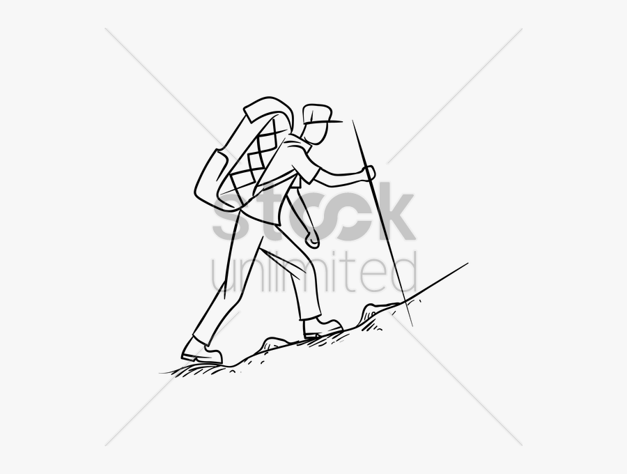 Drawing Of A Hiker, Transparent Clipart