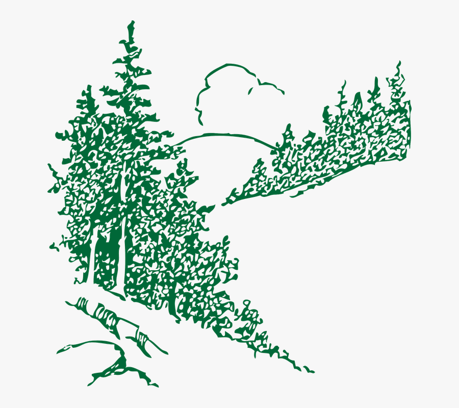 Mountain Cloud Trees - Black And White Pine Trees Clipart, Transparent Clipart