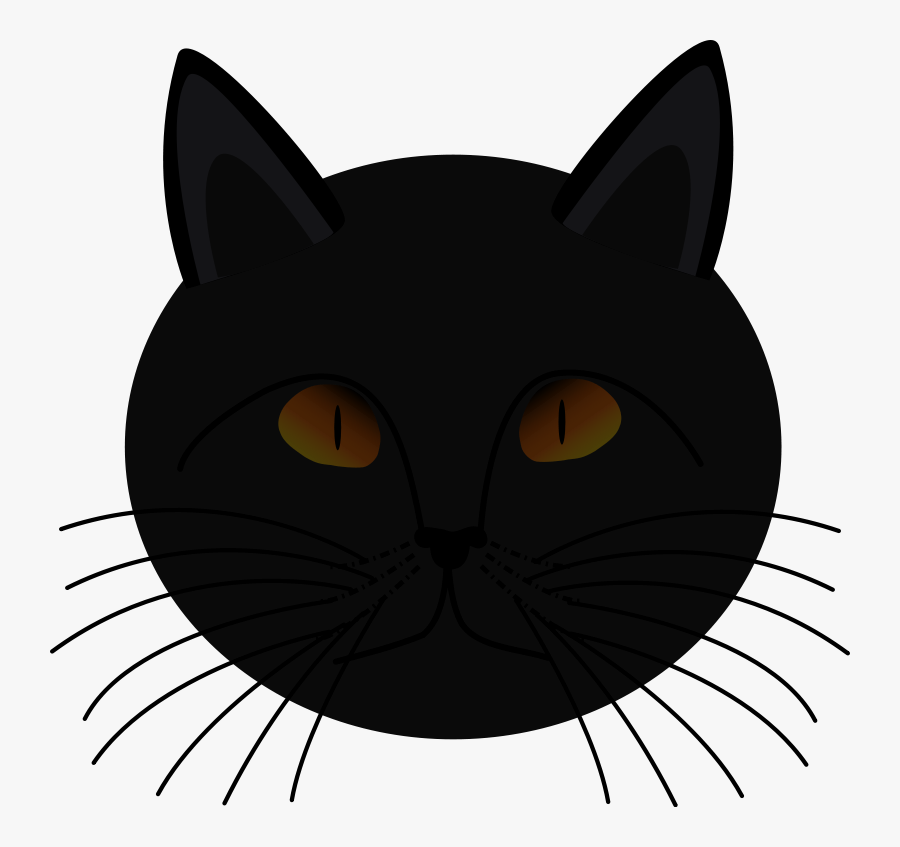 Carnivoran,black Cat,cat - Black Cat Face Drawing, Transparent Clipart