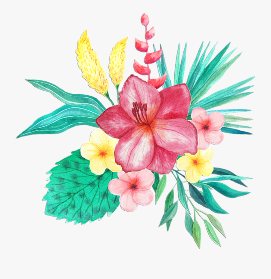 May Flowers Clip Art Tropical - Watercolor Tropical Flowers Png, Transparent Clipart