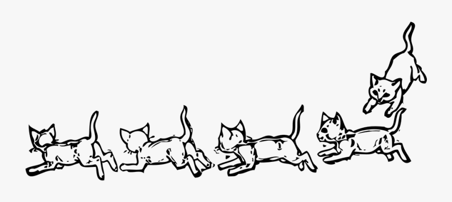 Animals Playing Fun Free - Free Black And White Clip Art Kittens, Transparent Clipart