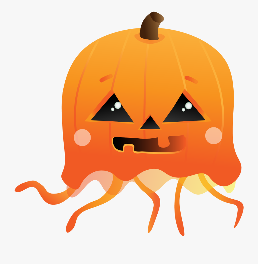 Holiday Jellyfish Set - Jack-o'-lantern, Transparent Clipart