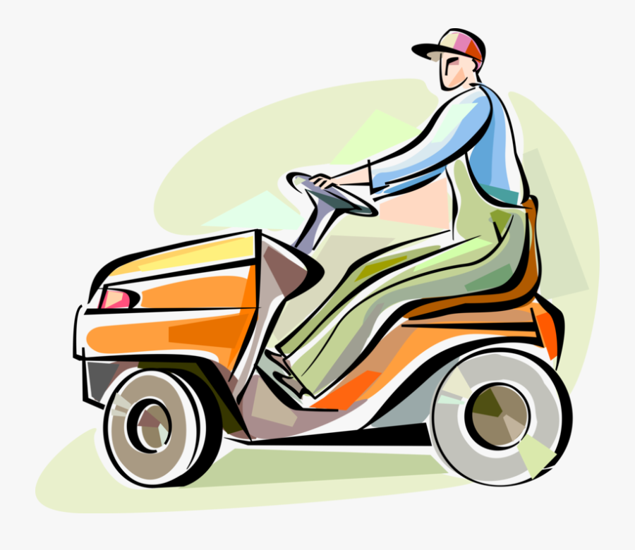 Lawn Care Worker With Riding Mower - Clipart Riding Lawn Mower, Transparent Clipart