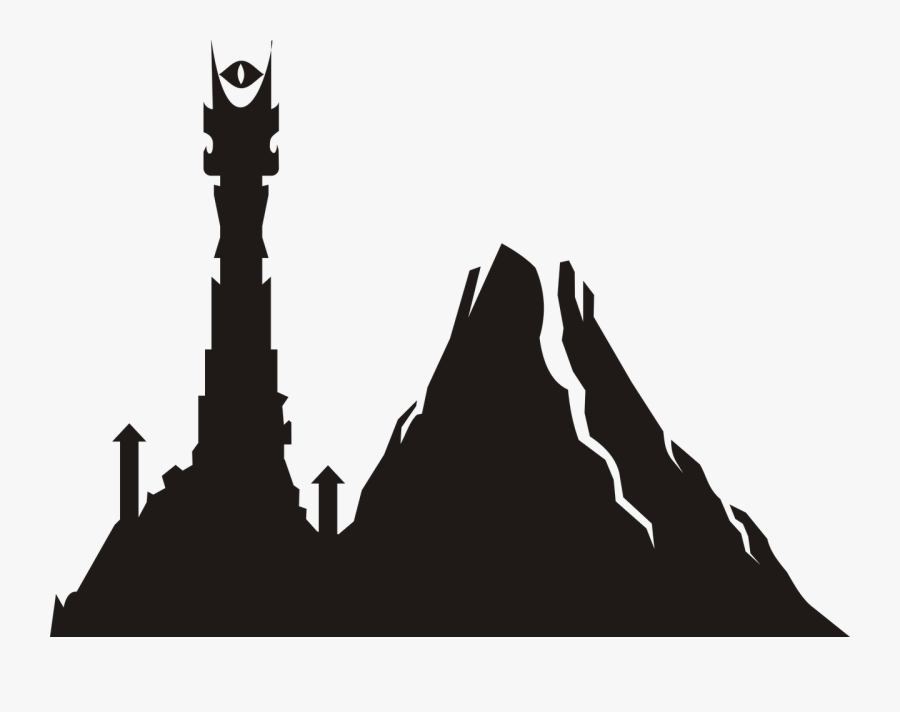 Mordor, Volcano, Mountain Of Destiny, Tower - Lord Of The Rings Sauron Silhouette, Transparent Clipart