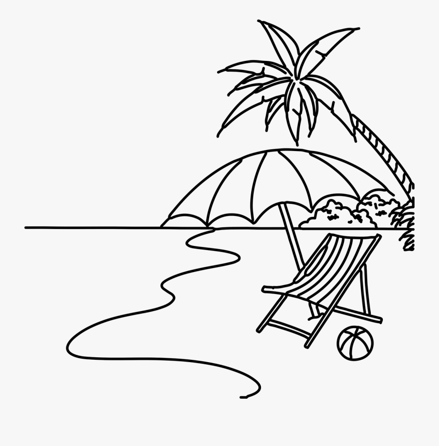 Transparent Bucket List Clipart - Beach Black And White Clipart, Transparent Clipart