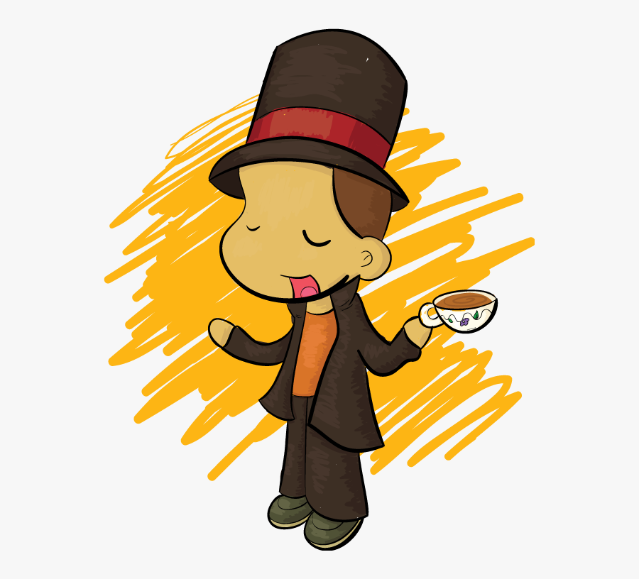 Professor Layton With Some Tea - Illustration, Transparent Clipart