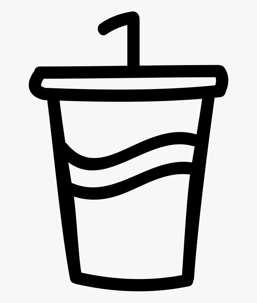 Soda Glass With A Straw Hand Drawn Symbol - Soda Icon Transparent, Transparent Clipart