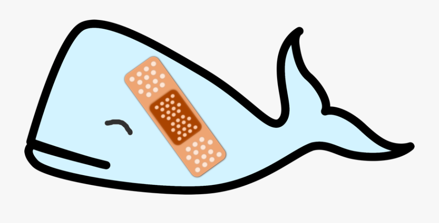 Whale With Bandaid - Black And White Whale Clip Art, Transparent Clipart