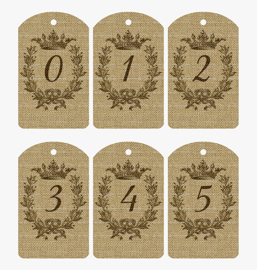 Printable Burlap Numbers, Transparent Clipart