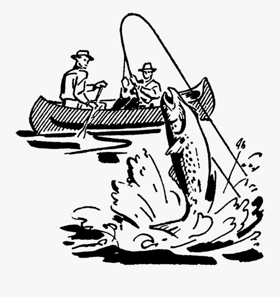 Clipart Image Of Fisherman In Black And White, Transparent Clipart