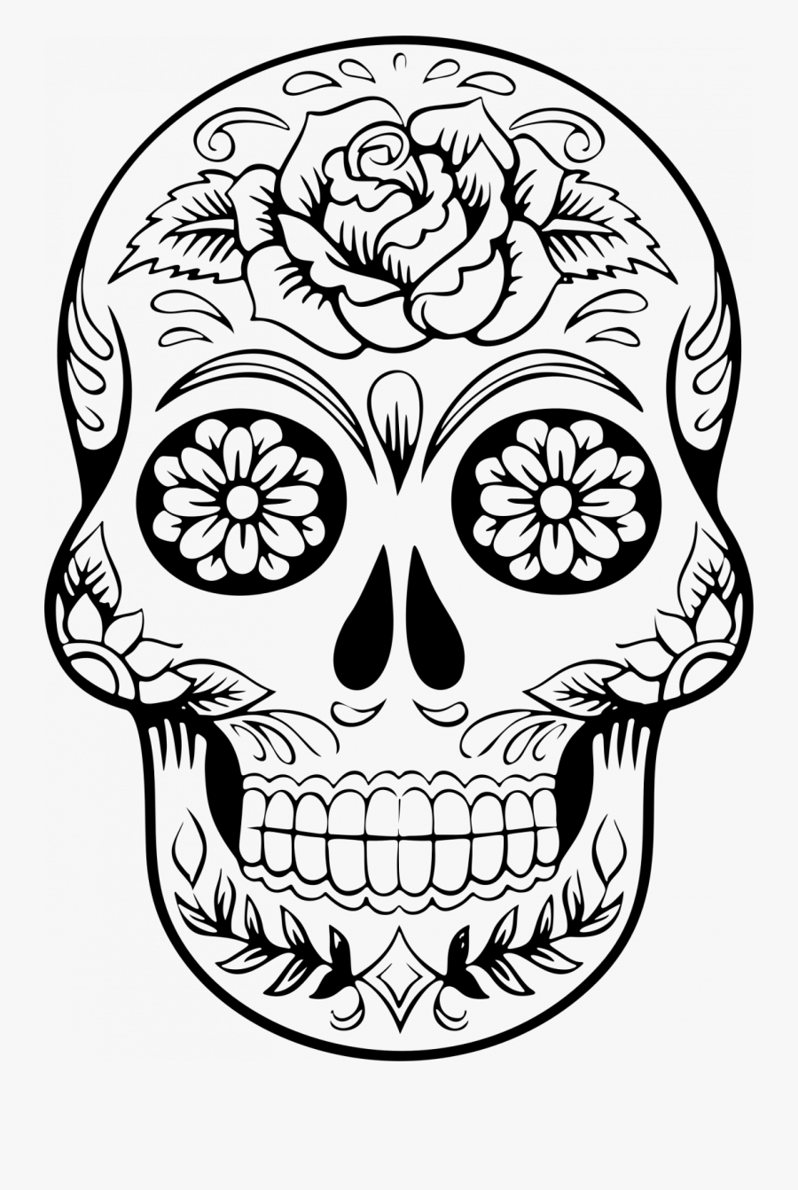 Large Size Of How To Draw A Cool Skull On Fire Looking - Sugar Skull Black And White, Transparent Clipart