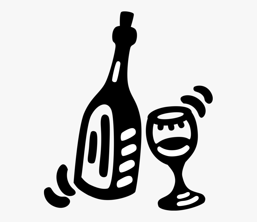 Vector Illustration Of Alcohol Beverage Bottle Of Wine, Transparent Clipart