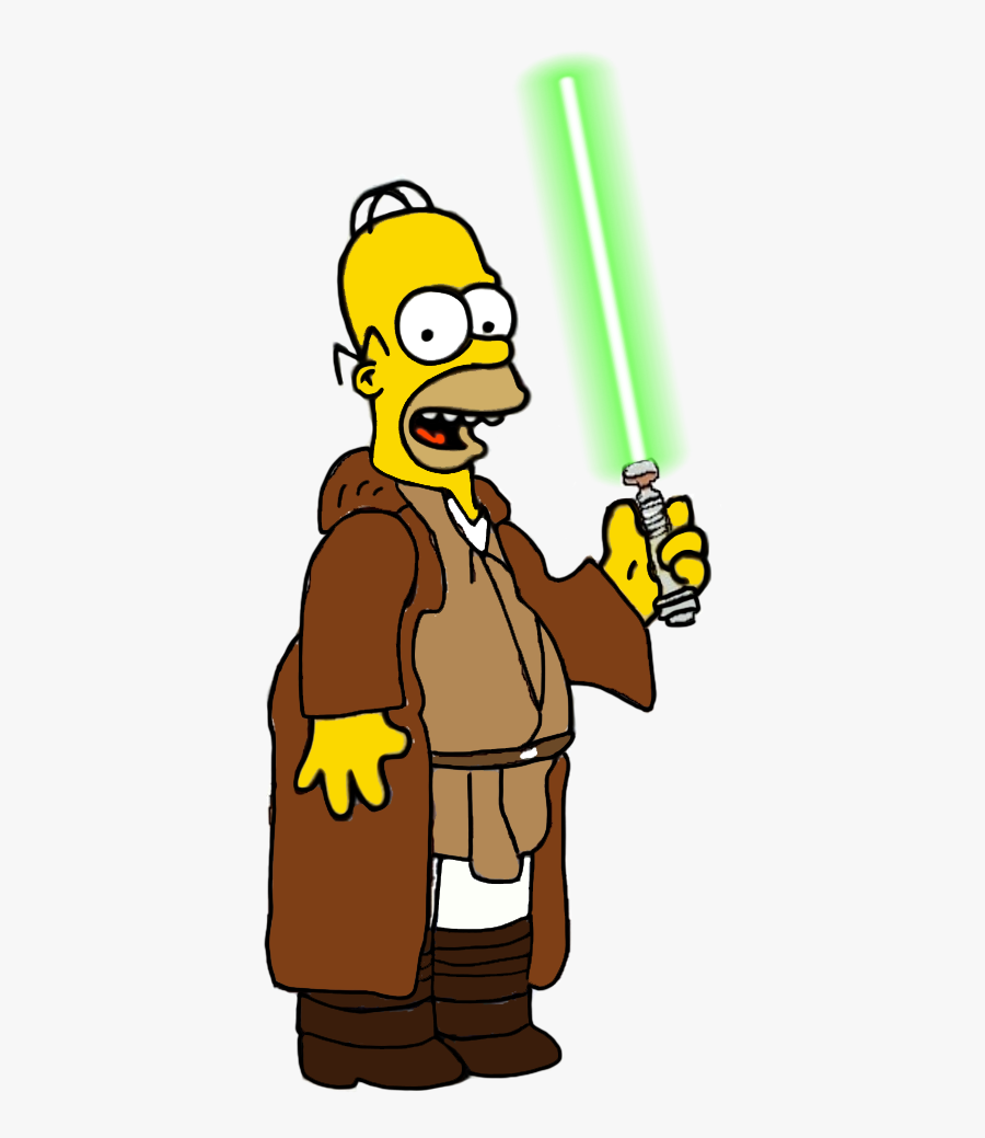 Jedi Master Homer Simpson By Darthranner83 - Homer Eating Donuts Animated, Transparent Clipart