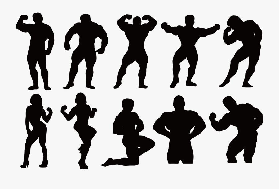 Bodybuilding Fitness Centre Silhouette Muscle - Body Builder Silhouette Free Vector, Transparent Clipart