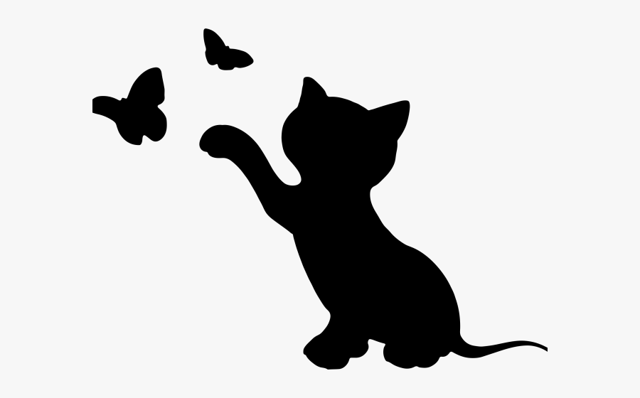 Kitty Cat Silhouette, Transparent Clipart