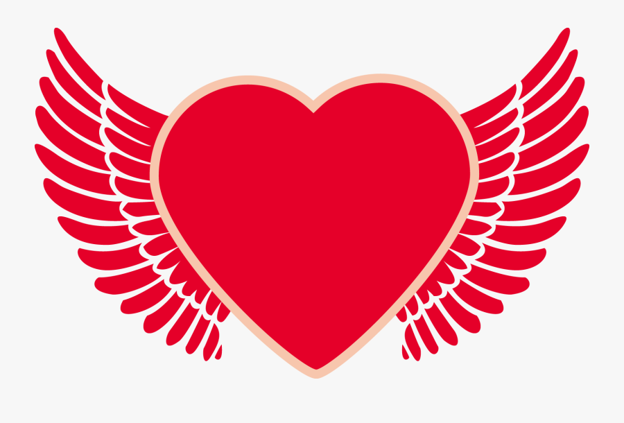 Transparent Heart With Wings Png - Angel Wing Heart Png, Transparent Clipart