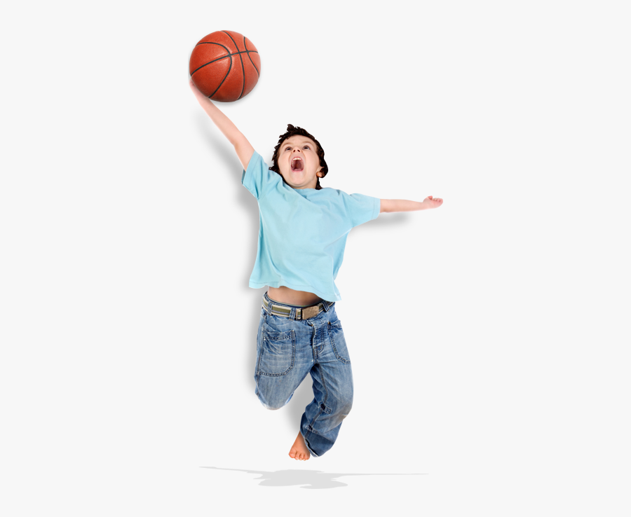 Slide - Boy Jumping With Basketball, Transparent Clipart