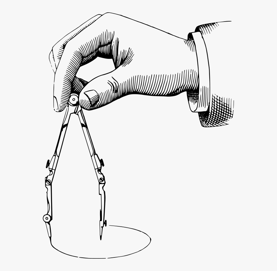 Hand With Drawing Compass - Pinching Finger Clip Art, Transparent Clipart