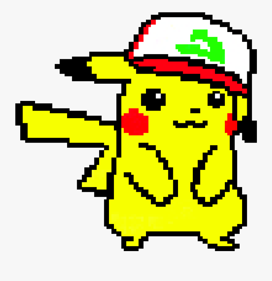 Ash"s Hat Png - Pikachu With Hat Pixel Art, Transparent Clipart