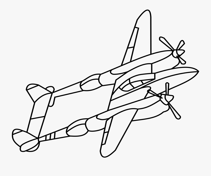 P38 Fighter Plane Ww2 Clip Arts - Ww2 Fighter Jets Drawing, Transparent Clipart