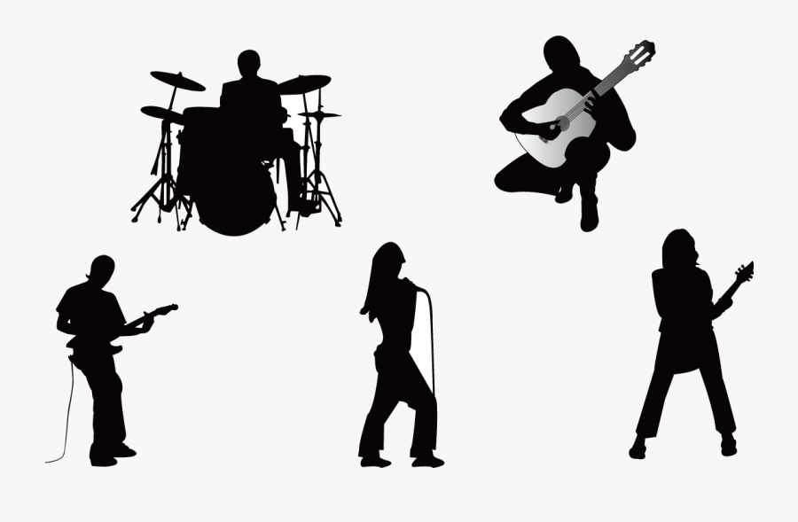 Musical Ensemble Silhouette Musician Guitarist - Music Band Silhouette Png, Transparent Clipart